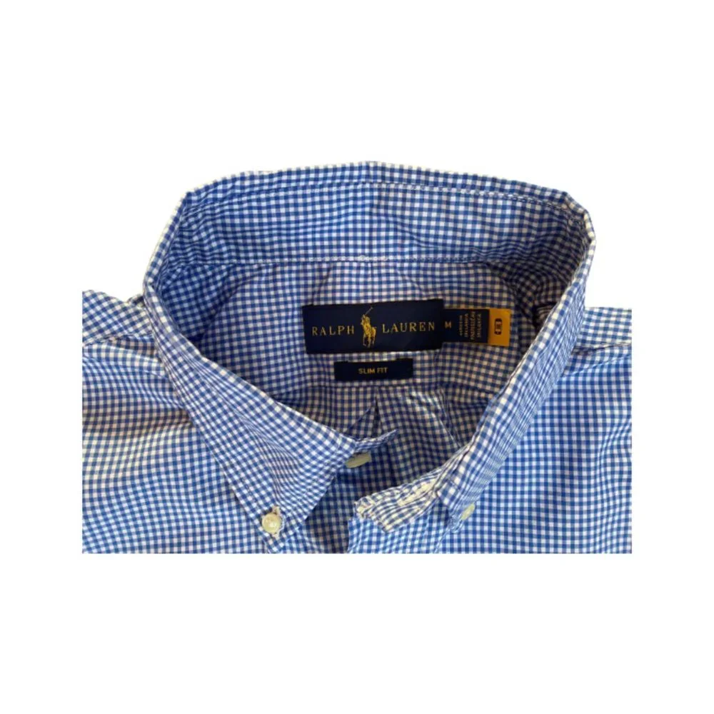 NWT Ralph Lauren Polo Men's Long Sleeve Cotton Shirts Blue Checks Size Small - Picture 4 of 8